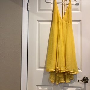 Alice + Olivia yellow chiffon halter dress